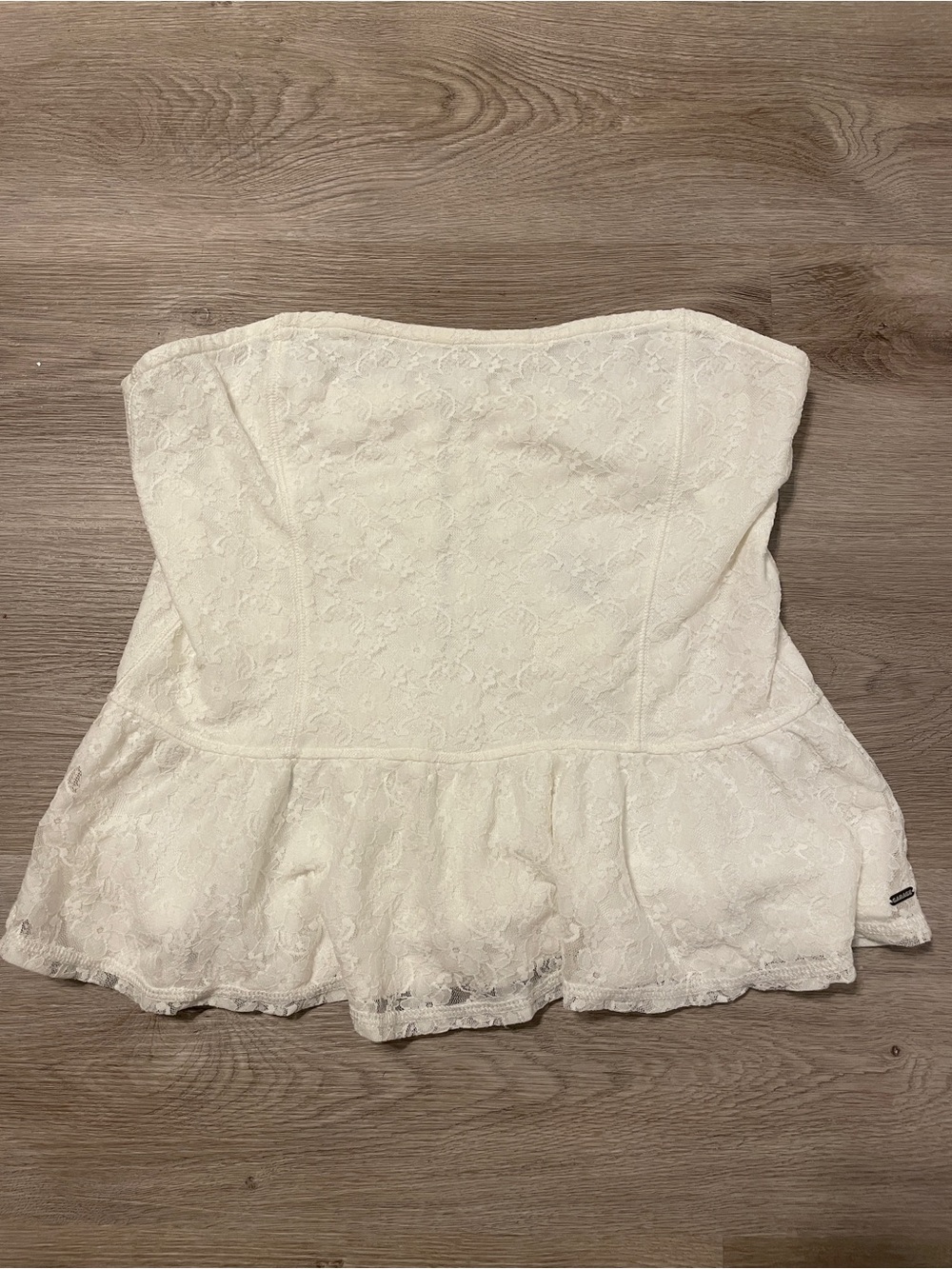 Garage white strapless peplum top NWT L